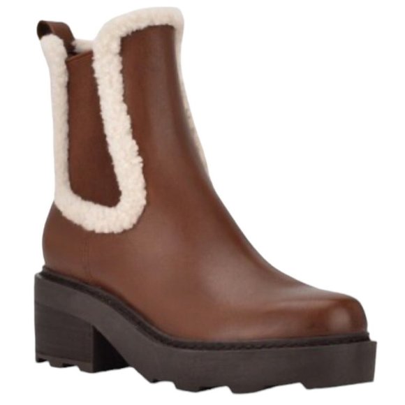 CALVIN KLEIN Boots Chunky Platform Booties Brown Ankle Boot Women’s Size 6.5 NIB - Picture 7 of 16